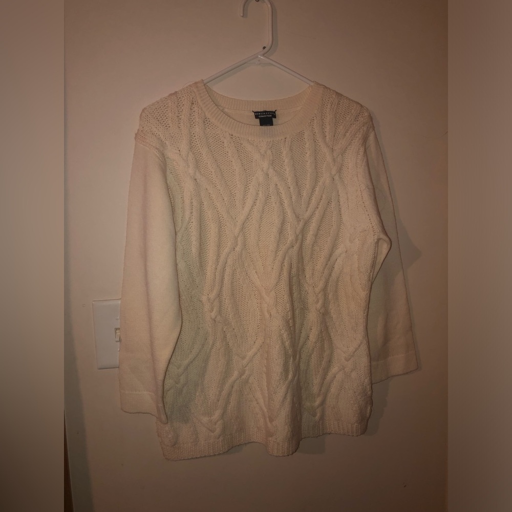 Doncaster Collection Cream sweater 100% Wool Size XL